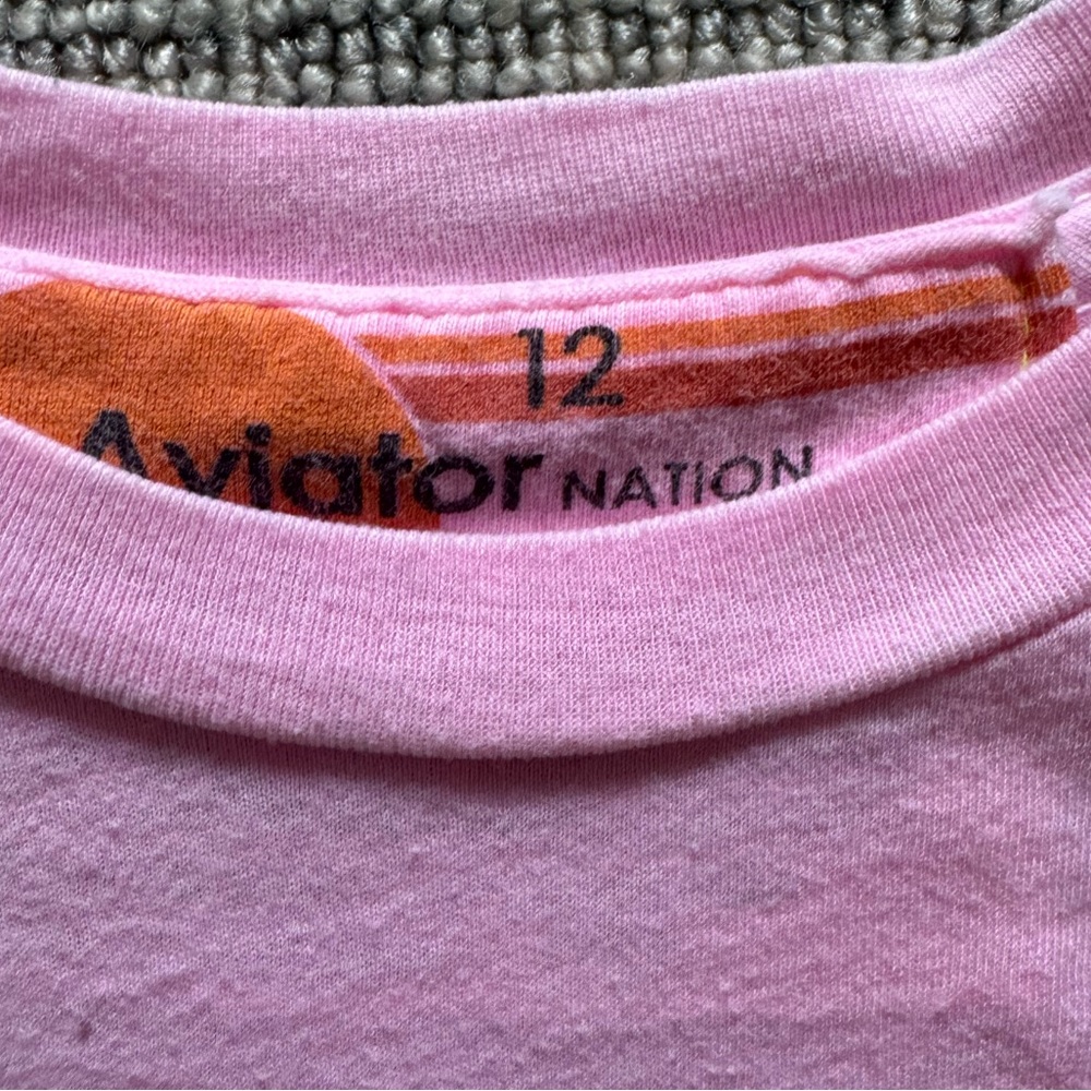 Aviator Nation Kids Neon Pink Tee with Black Lightning Bolt - Picture 5 of 6